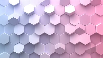 Fototapeta premium Abstract Hexagon Pattern: A 3D Render of Pastel Pink and Purple Geometric Shapes