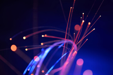 Radiant fiber optic threads in motion