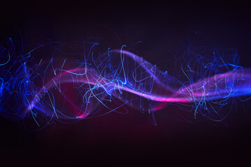 Glowing blue digital data streams