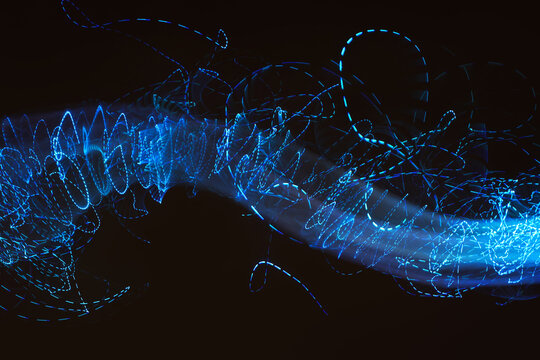 Glowing blue light motion patterns