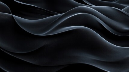 Obraz premium Abstract Black Flowing Waves Minimalist Design Ultra-Realistic Textures Dramatic Lighting