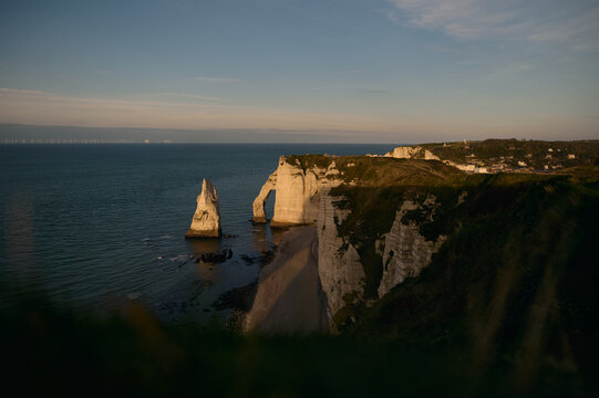 view of the slopes of Etretat