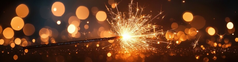 Obraz premium Celebration with Bright Sparklers for New Year and Festivals