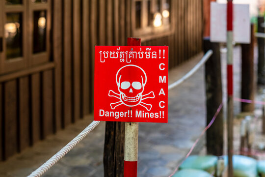 Landmine Warning Sign in Cambodia