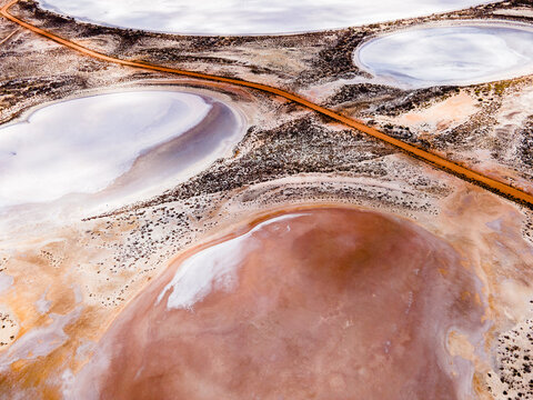 Aerial Abstract Pithara Salt Lakes from above