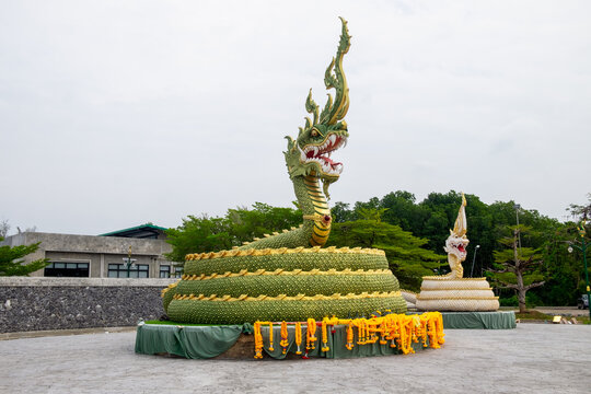 Majestic Naga Dragon Statue at a Thai Temple