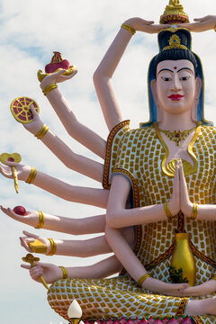 Guan Yin, Multi-Armed Goddess Statue in Wat Plai Leam, Koh Samui