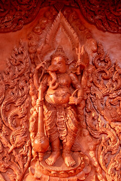 Intricate Ganesha Wood Carving