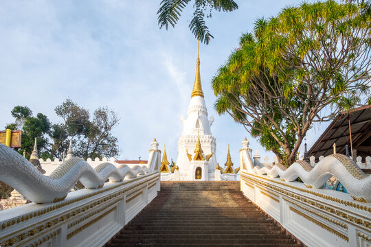  Naga Stairway Leading to a White Temple