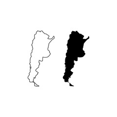 argentina map line and black silhouette isolated on white. blank country border. desig clipart for geographic, travel or political banner background design,events illustration.