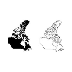 canada map line and black silhouette isolated on white. blank country border. desig clipart for geographic, travel or political banner background design,events illustration.