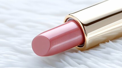 Close-up of a pink lipstick tube on a soft, white background AI generative