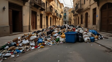 Obraz premium the streets of the old city are full of piles of rubbish
