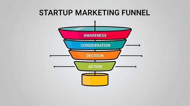 Startup marketing funnel infographic for business strategy - Powered by Adobe