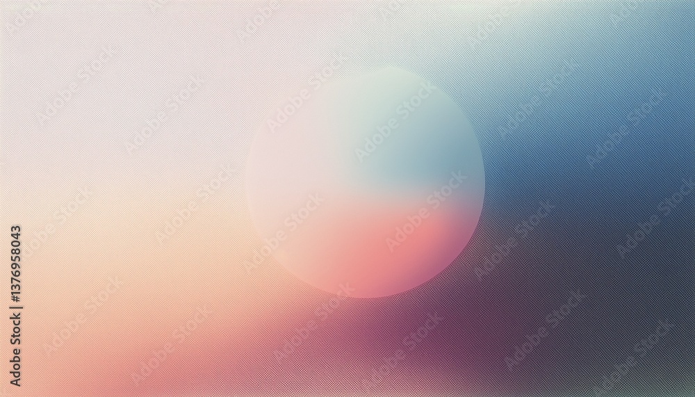 Poster blurred light white grainy background, abstract pastel color gradient sphere, smooth noise texture b