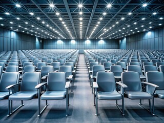 Fototapeta premium Empty Conference Hall Auditorium Rows Gray Chairs - Stock Photo
