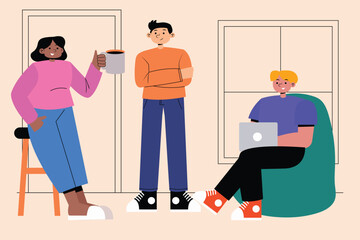 Casual Office Gathering Vector Illustration