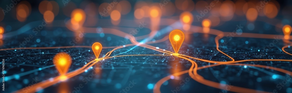 Fototapete digital map with ai, gps for delivery, innovative future transport, logistics. navigation system str