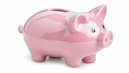 Obraz premium Pink piggy bank isolated on white background (1) AI generative