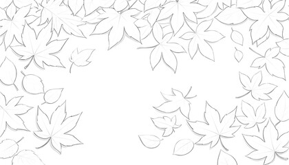 Delicate Black and White Autumn Leaves Background