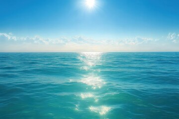 Obraz premium Ocean waves under sunny blue sky serene landscape