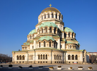 Obraz premium View of Patriarchal Cathedral of Saint Alexander Nevski in Sofia, Bulgaria
