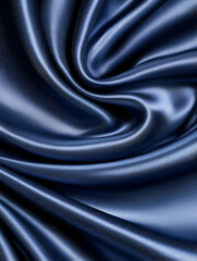 Obraz premium Swirling dark blue satin fabric with elegant folds and sheen AI generative