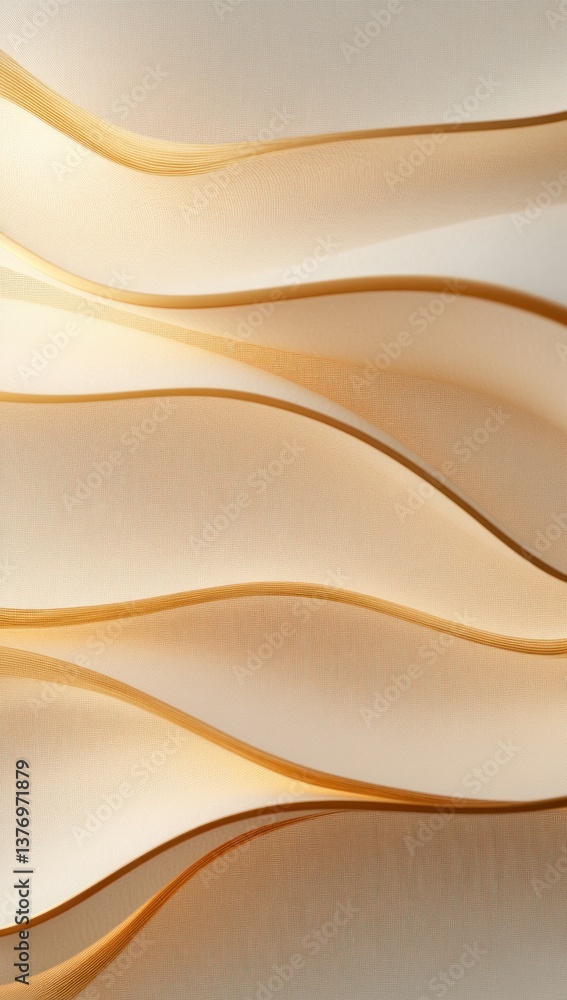 Poster abstract beige and gold curvy background with smooth lines and elegant design