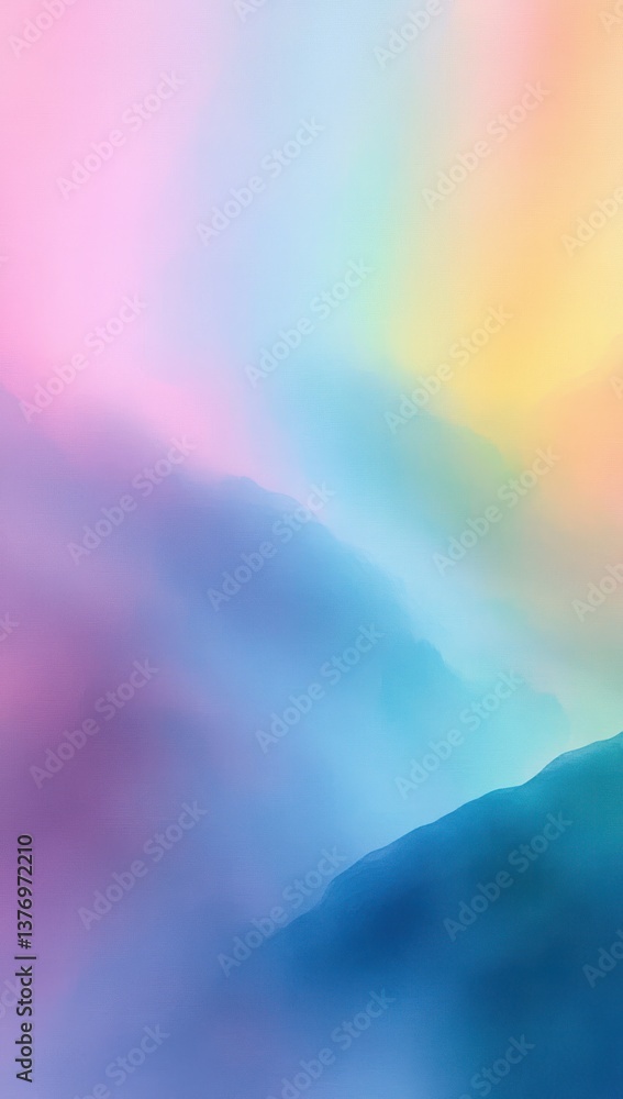 Poster pastel abstract rainbow gradient background with dreamy ethereal glow and fluid minimal composition