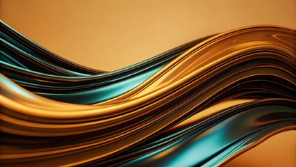 Abstract Gold and Teal Wave Background