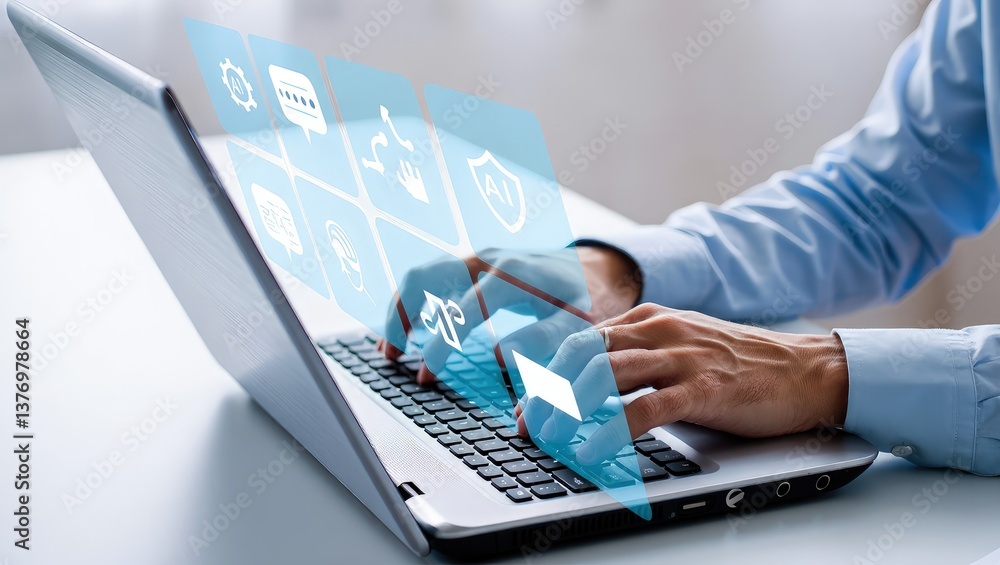 Fototapete businessman use artificial intelligence ai technology for enhanced work efficiency data analysis and