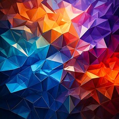 Obraz premium Vibrant 3D Low-Poly Geometric Abstract Wallpaper with Sharp Triangular Design