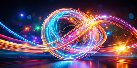 Long Exposure Light Painting Logo Design - Abstract Swirls and Glowing Trails