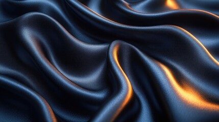 Fototapeta premium Black Silk Fabric Close-Up Smooth Soft Textures Elegant Ambient Lighting Macro Photography
