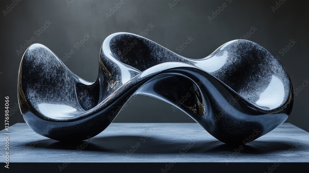 Poster modern abstract 3d black sculpture minimalist design elegant background rendering