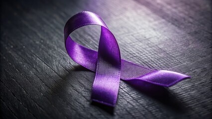 Low Light Purple Ribbon: Domestic Violence Awareness Stock Photo
