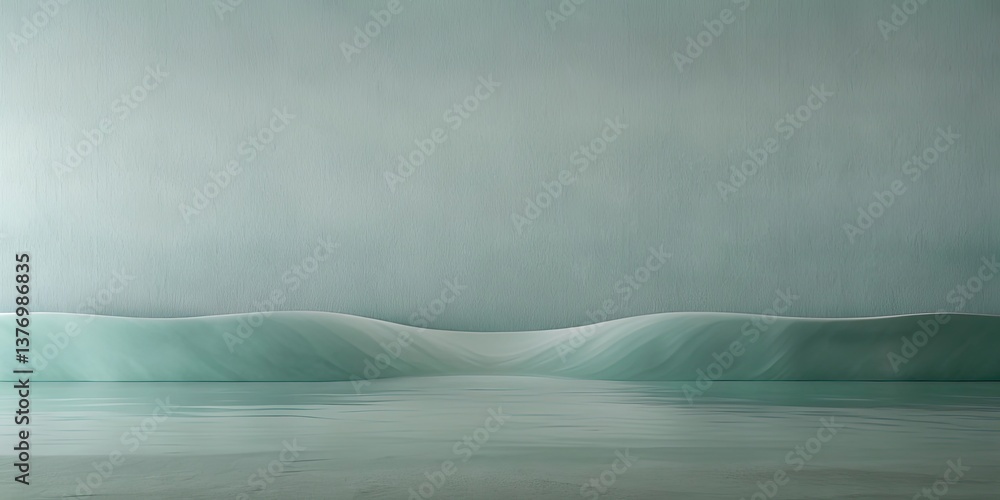 Poster abstract teal background with undulating forms