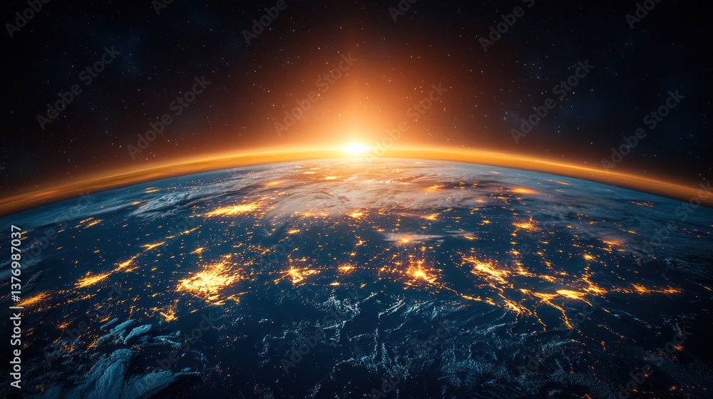 Aufkleber global connectivity through technology and communication in a three-dimensional space environment