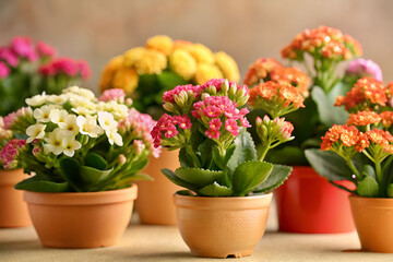 Colorful Kalanchoe Plants in Pots: Indoor Garden Display