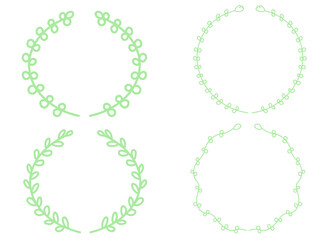 Hand drawn cute laurel and floral frame set illustration
