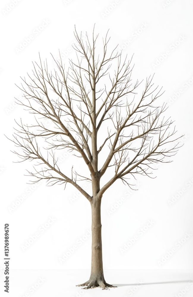 Poster isolated tree on white background. bare tree without leaves, perfect for design projects, websites, 