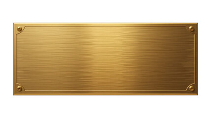 Golden Blank Metal Nameplate or Plaque Cut Out Isolated on Transparent PNG Background.