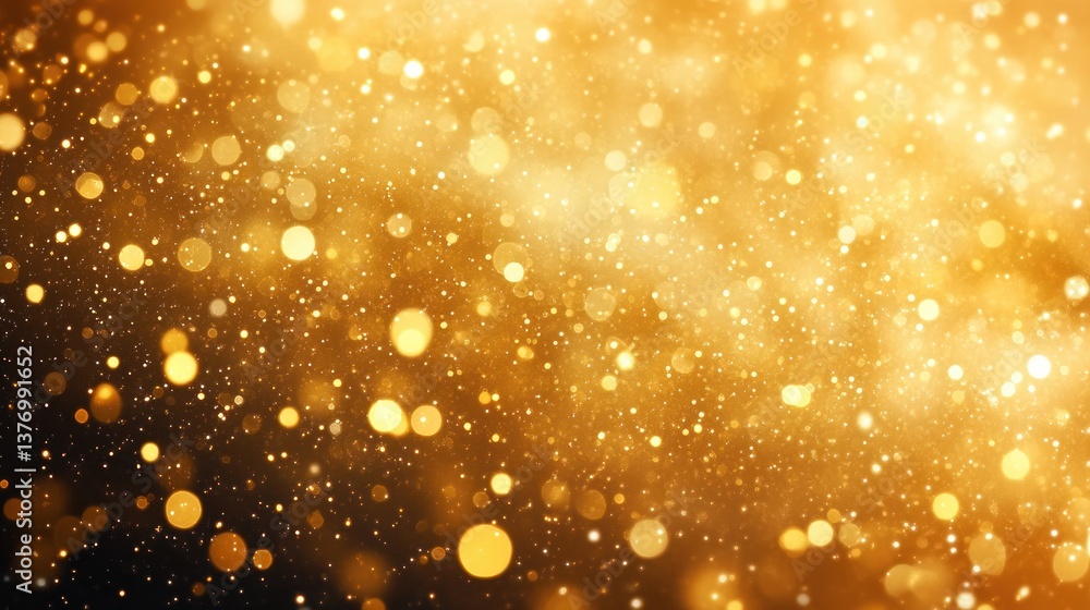 Poster golden bokeh background with soft glowing lights and warm gradation in 16:9 aspect ratio