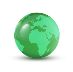 Earth globe in glass ball isolated on white. Concept of environment protection