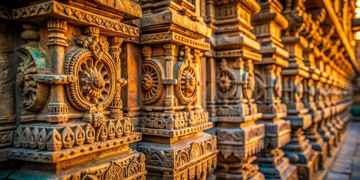 Macro Photography of Dwarka's Architectural Details: Intricate Stone Carvings & Textures