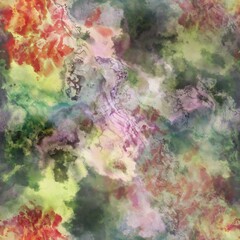 Multicolour space dyed marble seamless art texture background. Vivid mottled marl effect ombre home decor design. For tie dye and surface fashion all over backdrops.