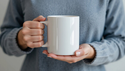 Blank Coffee Mug Mockup with Hand, Ideal for Custom Coffee Branding and Design Projects