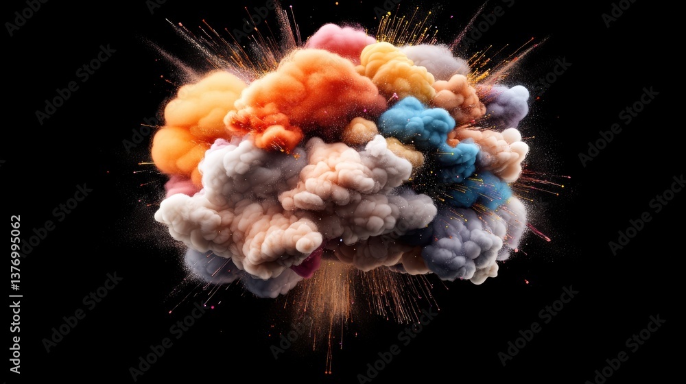 Aufkleber a stunning and vibrant explosion of colorful smoke and dynamic sparks dancing in the air against a d