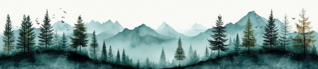 Fototapeta premium Green Pine Trees Seamless Pattern for Christmas Celebration