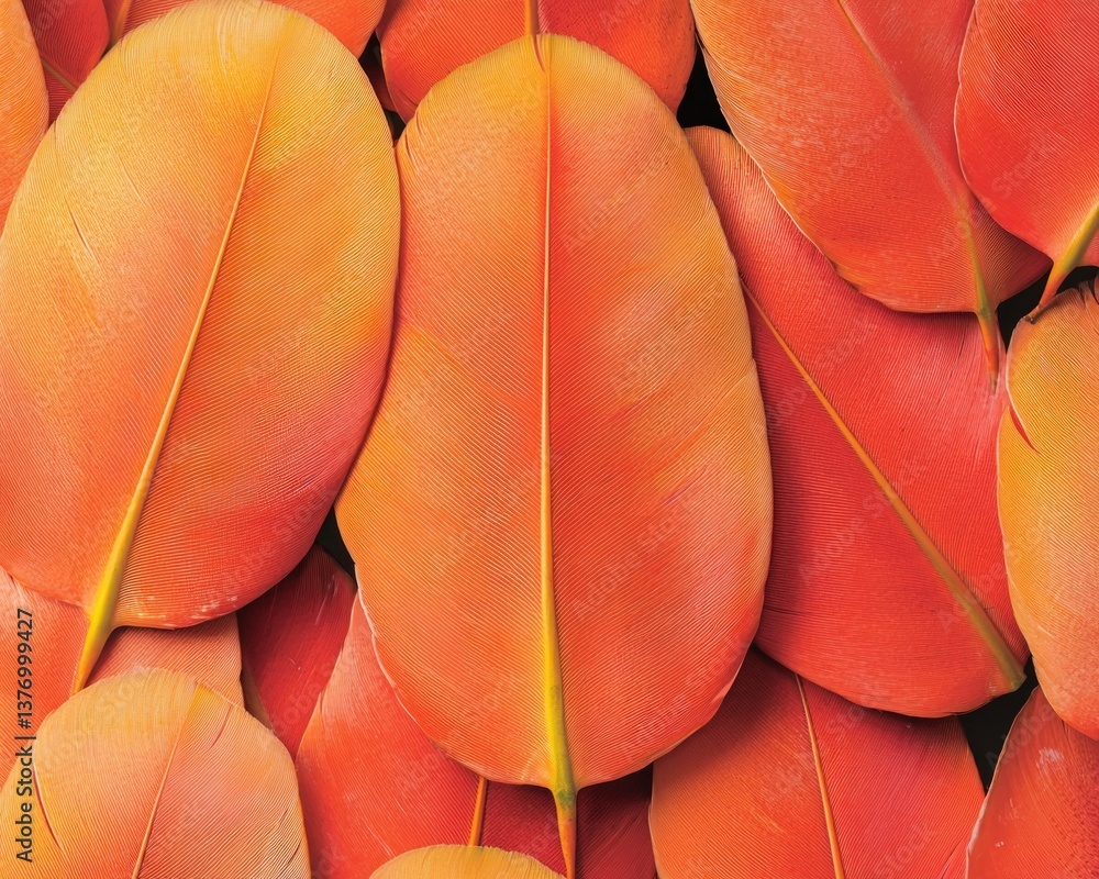 Poster vibrant orange leaves arranged in overlapping pattern, showcasing their smooth texture and unique ve
